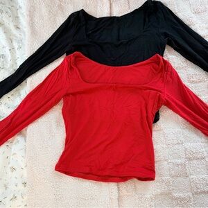 Chic Red Long Sleeve Women's Top